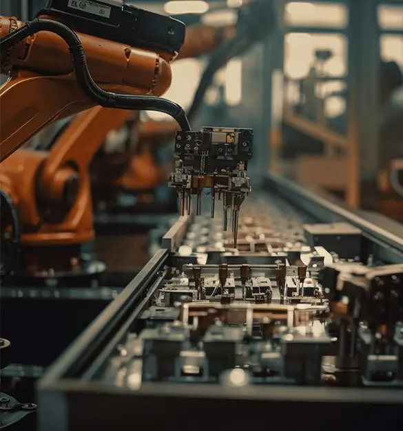 Robotic assembly line for automated manufacturing production